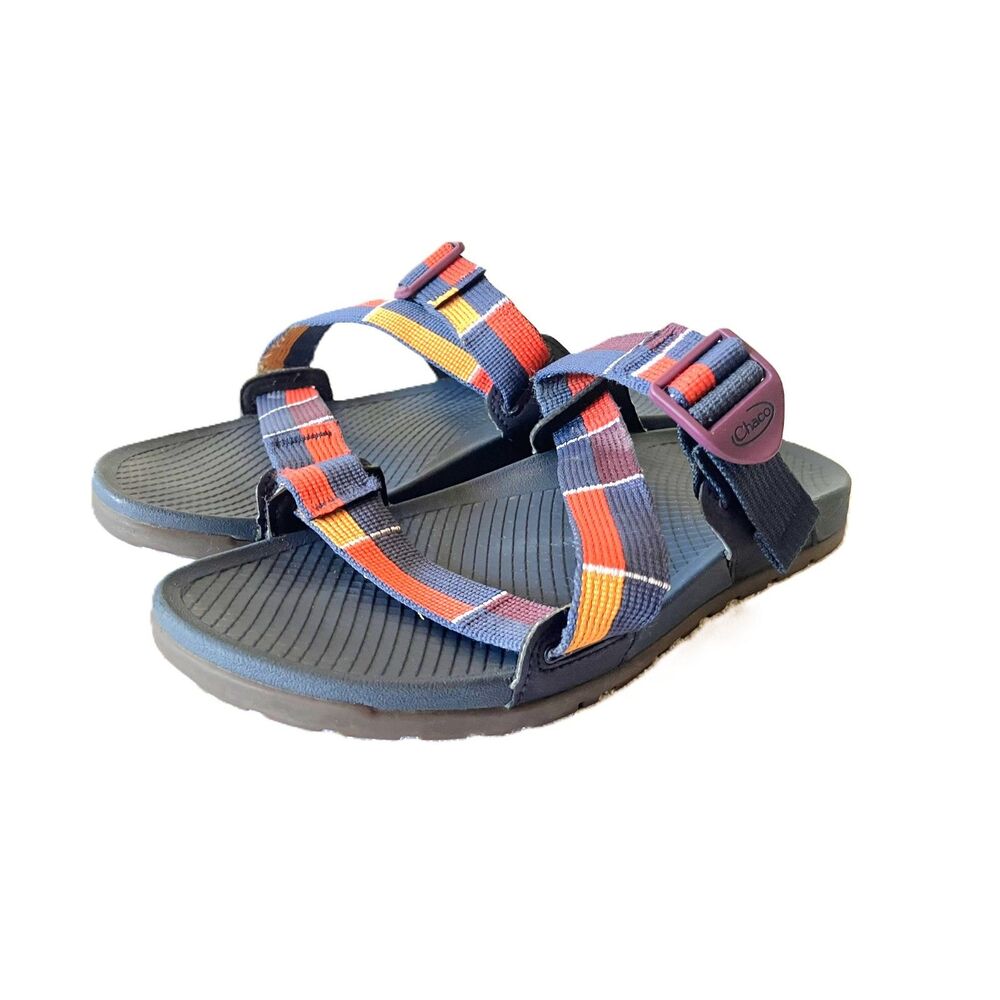 Chaco Lowdown Slide Sandals Womens Size 8 Blocoum Red Blue Striped Straps